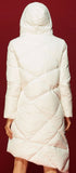 Asymmetric Buckled Hooded Puffer Down Coat in White - DESIGNER INSPIRED FASHIONS