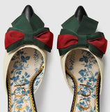 Leather Mid-Heel Slide with Web Bow