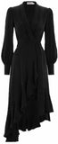 Ruffled Wrap Dress - Green, Pink, Red or Black
