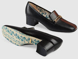 Leather Pump with Stripe