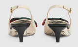 Leather Sling-Back Pump with Web Bow