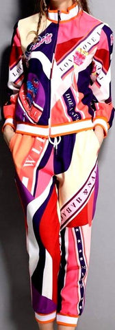 Multi Colored Printed Jacket and Pant Set