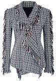 Asymmetric Fringed Tweed Jacket - DESIGNER INSPIRED FASHIONS