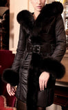 Fox-Fur Hooded Puffer Down Coat in Black or Dark Grey - DESIGNER INSPIRED FASHIONS