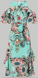 Cold-Shoulder Print Ruffle Dress