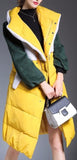 Color-Block Wool & Down Coat in Yellow - DESIGNER INSPIRED FASHIONS