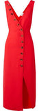 'Christy' Button-Detailed Piqué Midi Dress