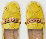 Sylvie GG Velvet Mid-Heel Loafers - Yellow or Black