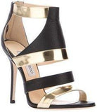 Gold Besso Textured and Mirrored Leather Sandals - DESIGNER INSPIRED FASHIONS