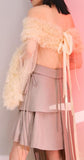 Off-the-Shoulder Ruffled Sheer Mesh Blouse