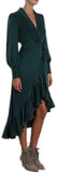 Ruffled Wrap Dress - Green, Pink, Red or Black