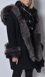Thick Silver Fox Fur Trimmed Down Coat in Army Green or Black - DESIGNER INSPIRED FASHIONS