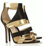 Gold Besso Textured and Mirrored Leather Sandals - DESIGNER INSPIRED FASHIONS