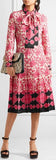 Floral-Printed Bow-Neck Dress