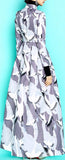 Long Single-Breasted Bird Printed Coat