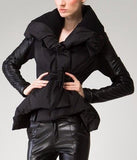 Large Collar Puffer Down Jacket in Black - DESIGNER INSPIRED FASHIONS
