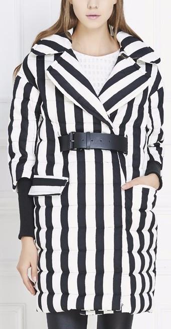 Striped Puffer Down Coat - DESIGNER INSPIRED FASHIONS