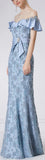 Off-the-Shoulder Illusion Ruffle Floral Lace Gown