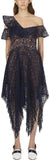 Navy Circle Floral Lace Midi Dress