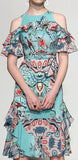 Cold-Shoulder Print Ruffle Dress