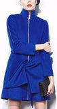 Changeable Bow/Cape Zip Embellished Wool Coat in Blue or Red - DESIGNER INSPIRED FASHIONS