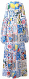 'Majolica' Tile Print Maxi Dress