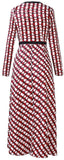 Printed Long-Sleeve Midi Dress