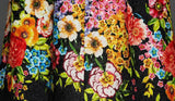 Full-Length Floral Print Jacquard Coat in Black - DESIGNER INSPIRED FASHIONS