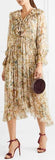 Ruffled Printed Silk-Georgette Midi Dress