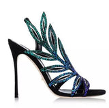 Floral Crystal Embellished Slingback Sandals
