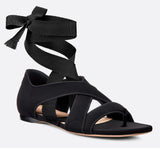 Etoile Lace Up Thong Sandals, Black