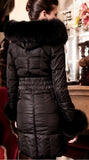 Fox-Fur Hooded Puffer Down Coat in Black or Dark Grey - DESIGNER INSPIRED FASHIONS