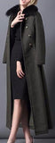 Double-Breasted Military-Style Fur-Collar Long Cape-Coat - DESIGNER INSPIRED FASHIONS