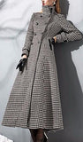 Long Double-Breasted Houndstooth Coat - DESIGNER INSPIRED FASHIONS