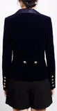 Double-Breasted Velour Badge Embroidered Blazer - DESIGNER INSPIRED FASHIONS