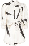 Brushstroke Mandarin Collar Shirt and Short Set
