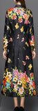 Full-Length Floral Print Jacquard Coat in Black - DESIGNER INSPIRED FASHIONS