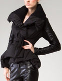 Large Collar Puffer Down Jacket in Black - DESIGNER INSPIRED FASHIONS