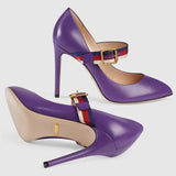 Sylvie Leather Pumps - Purple, White, Black