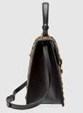 'Sylvie' Animal Studs Leather Top Handle Bag, Black