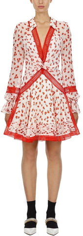 Cream Twist Front Ditsy Mini Dress