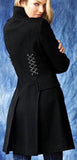Black Back Lace-up Double Breasted Wool Coat - DESIGNER INSPIRED FASHIONS
