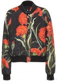 Carnation Print Bomber Jacket - DESIGNER INSPIRED FASHIONS