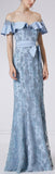 Off-the-Shoulder Illusion Ruffle Floral Lace Gown