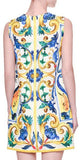 'Majolica' Sleeveless Floral Print Shift Dress - DESIGNER INSPIRED FASHIONS