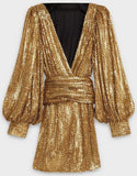 Gold Wrap Metallic Mini Dress
