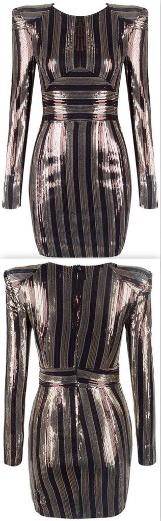 Sequin Long-Sleeve Mini Dress | DESIGNER INSPIRED FASHIONS
