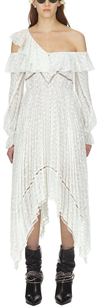 White Daisy Embroidered Midi Dress