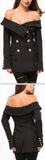 'All that Admiration' Off-Shoulder Blazer in Black - DESIGNER INSPIRED FASHIONS