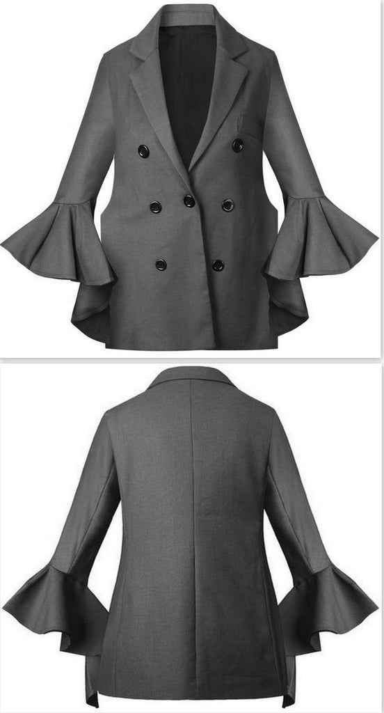 'Bromley' Deconstructed Bell-Sleeve Blazer in Grey - DESIGNER INSPIRED FASHIONS